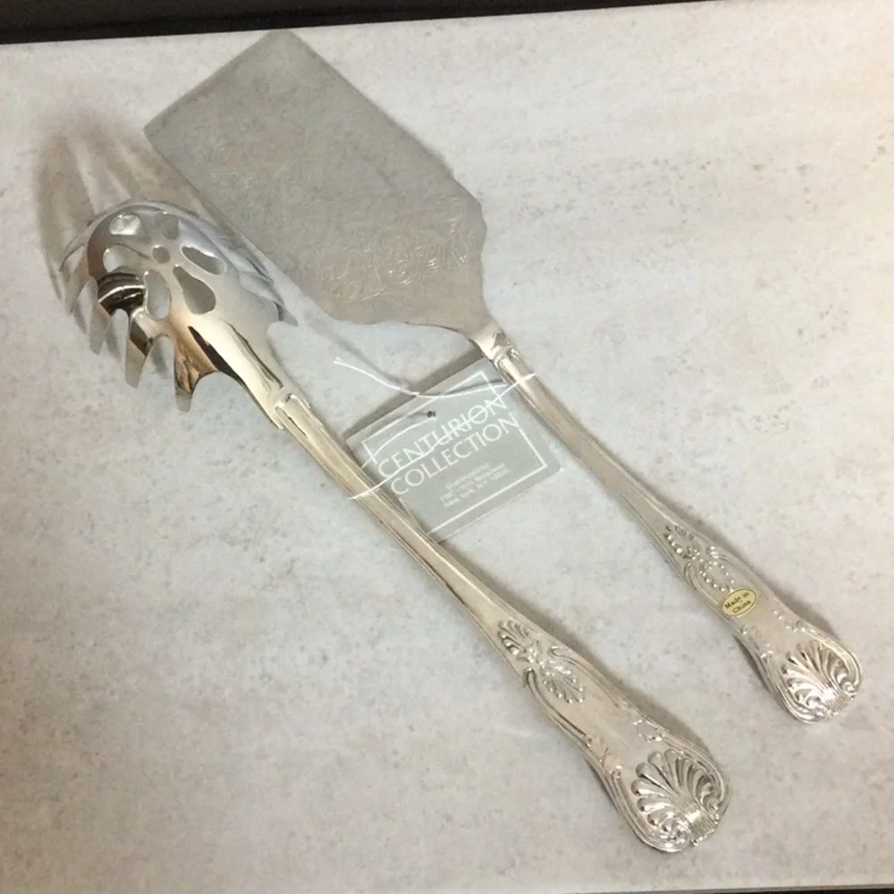 NWT Centurion Collection Silver Plated Pasta Server and Spatula Set